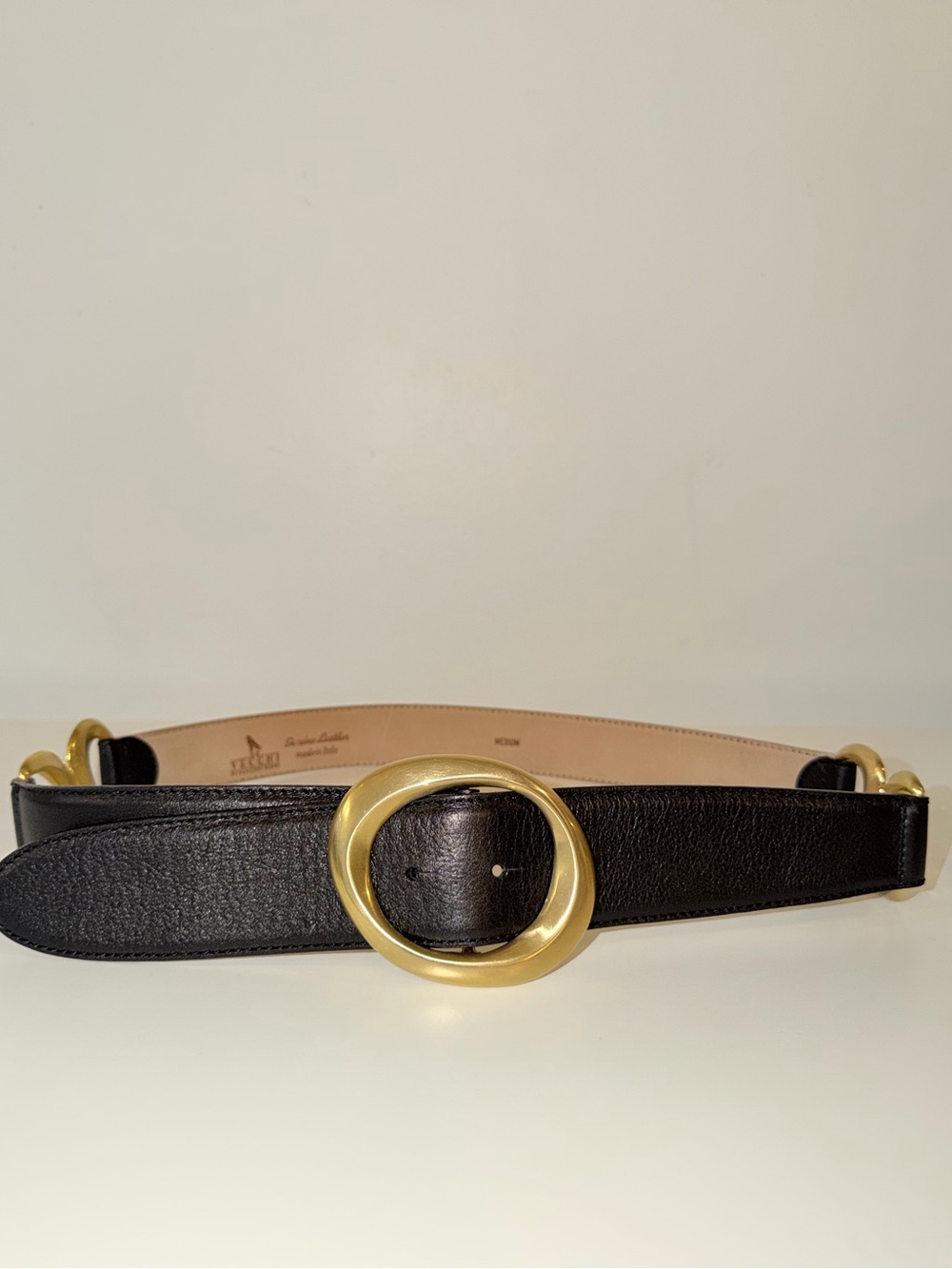 De Vecchi Genuine Leather Made in Italy Black Brown Women’s Belt, Sz Med